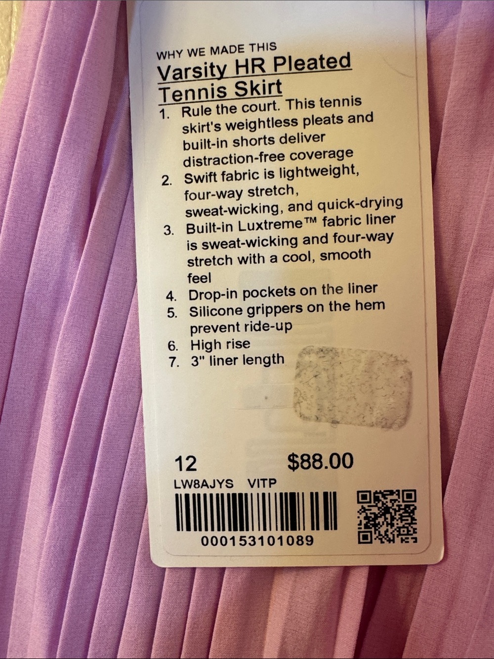 Lululemon NWT *RARE* Varsity High-Rise Pleated Tennis Skirt - Picture 4 of 4